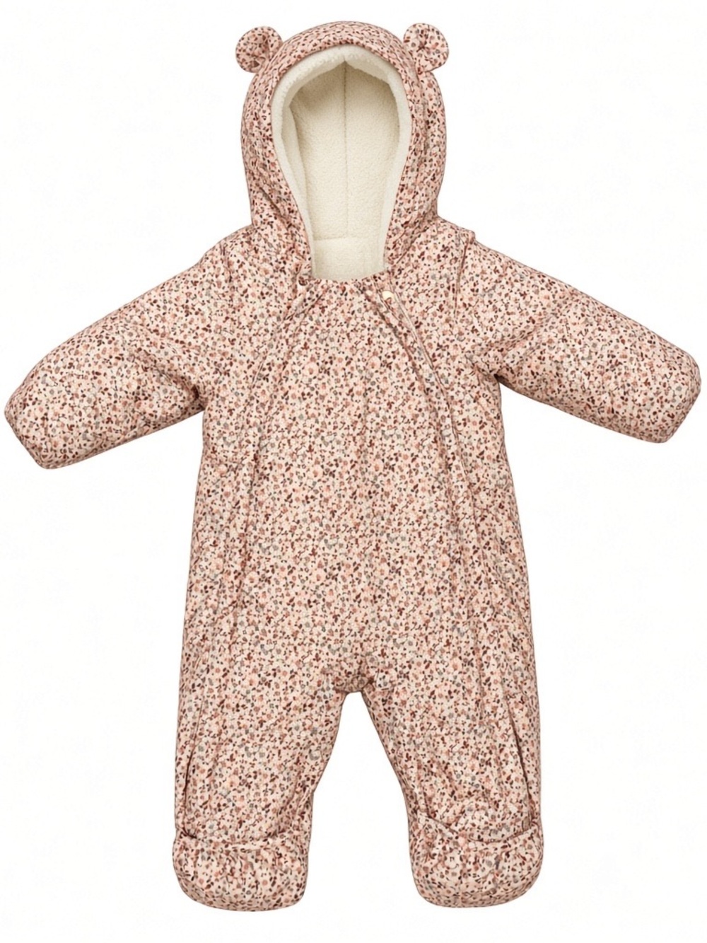 H&M Pink Floral Hooded Baby One-Piece Snowsuit